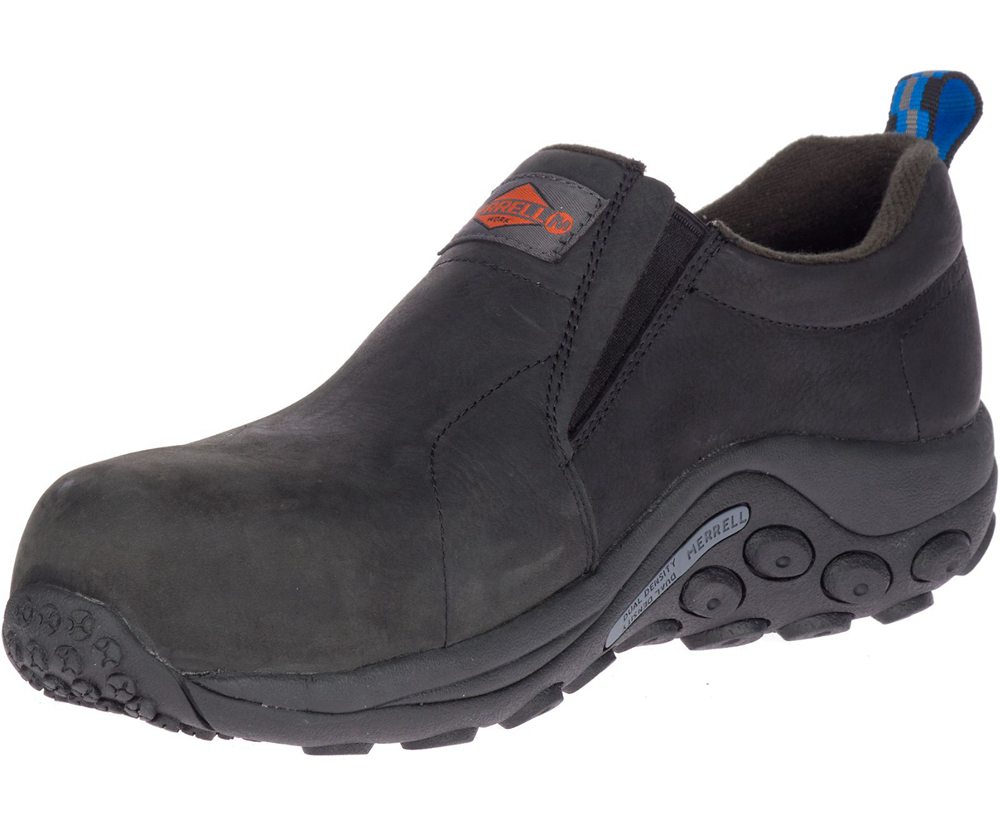 Merrell Slip Ons Black - Jungle Moc Leather Comp Toe - Mens 12SJMRUTH